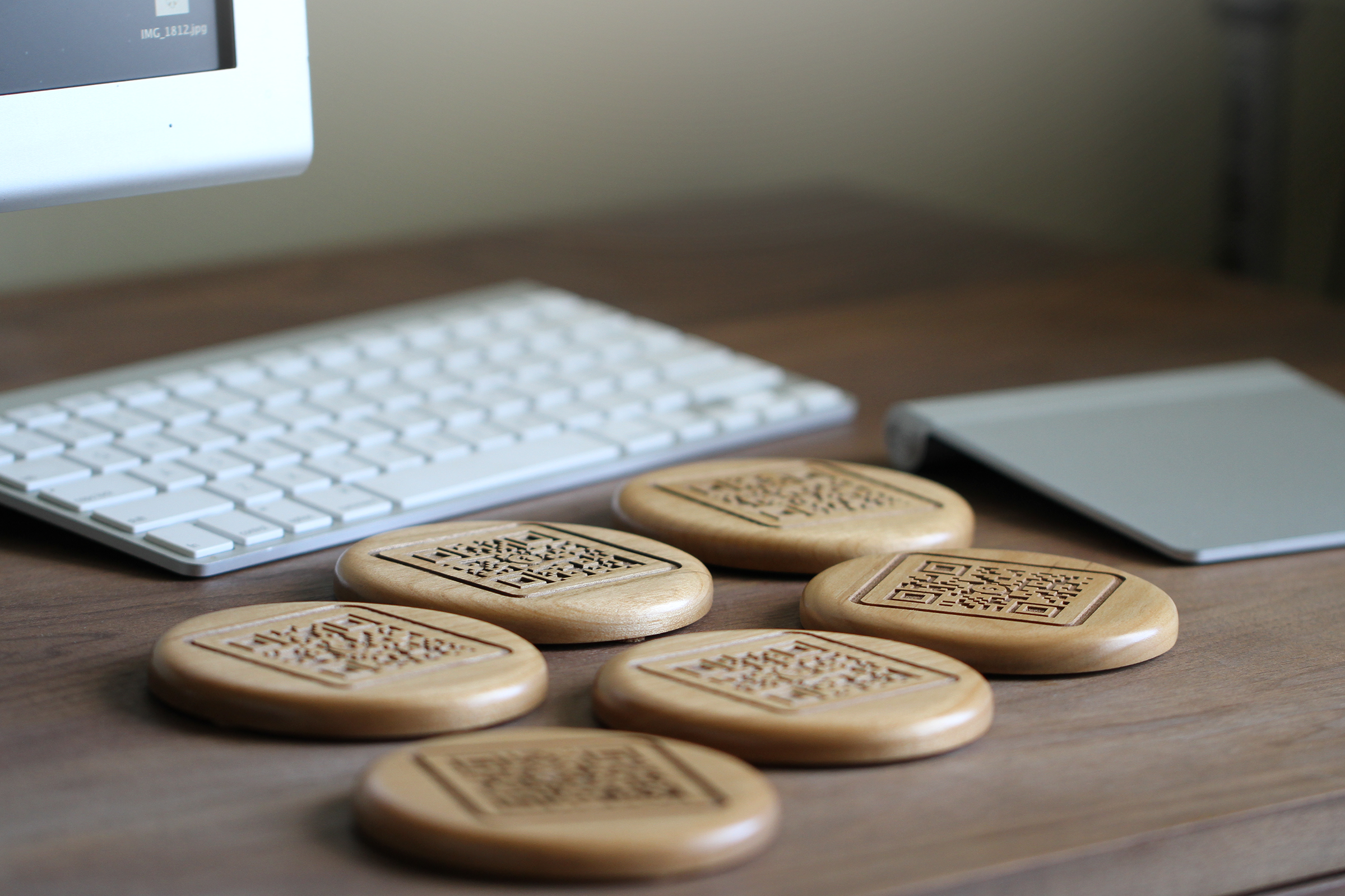 Custom Qr Code Wooden Coasters Made By Tinkering Monkey Garrett Gee