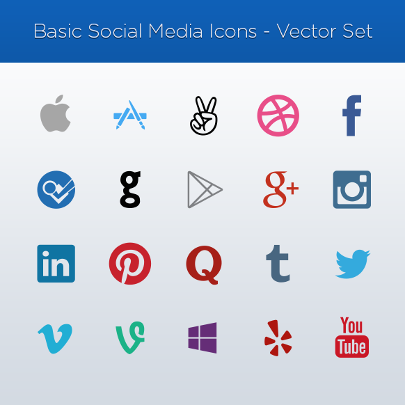 BASIC Social Media Logos Vector Set
